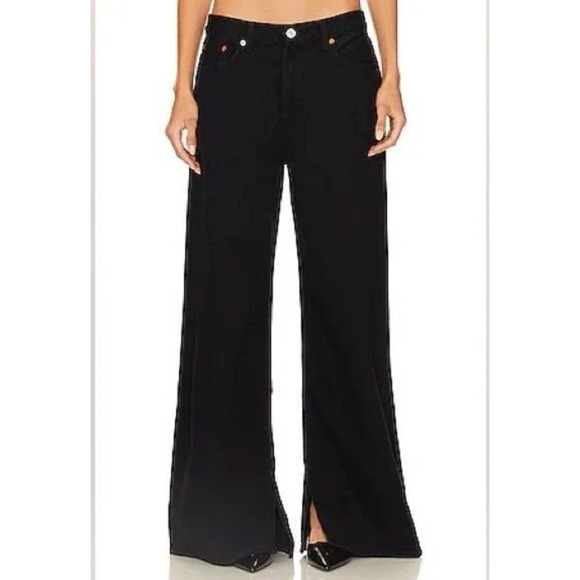 RE/DONE Women 30 Low Rider Loose Jeans Black Flow Raw Hem - Picture 1 of 14